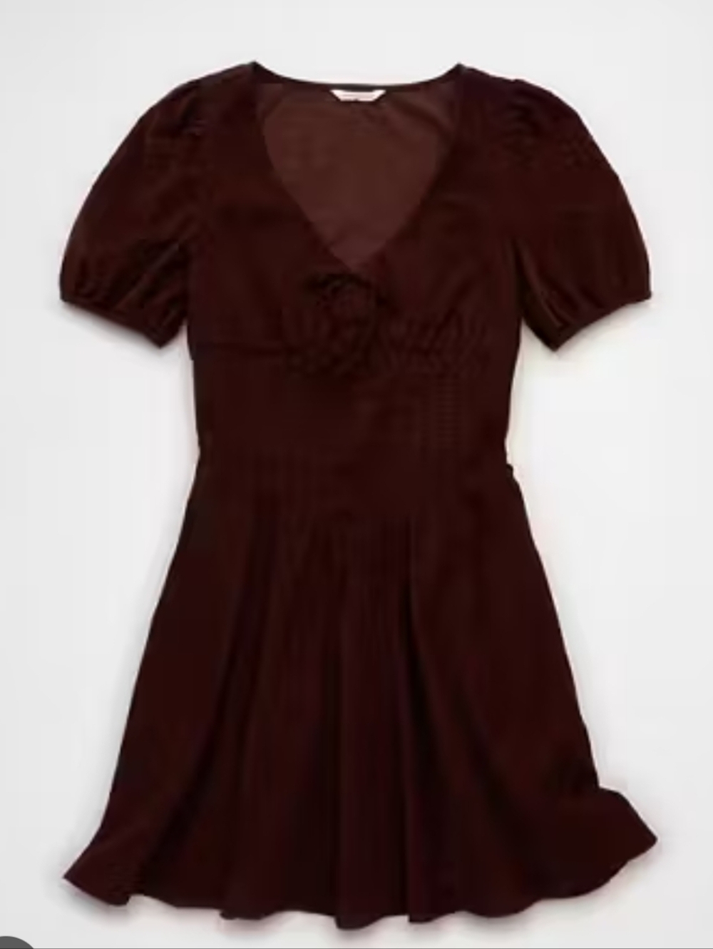 American Eagle V-Neck Ruffle Brown Corduroy Mini Dress